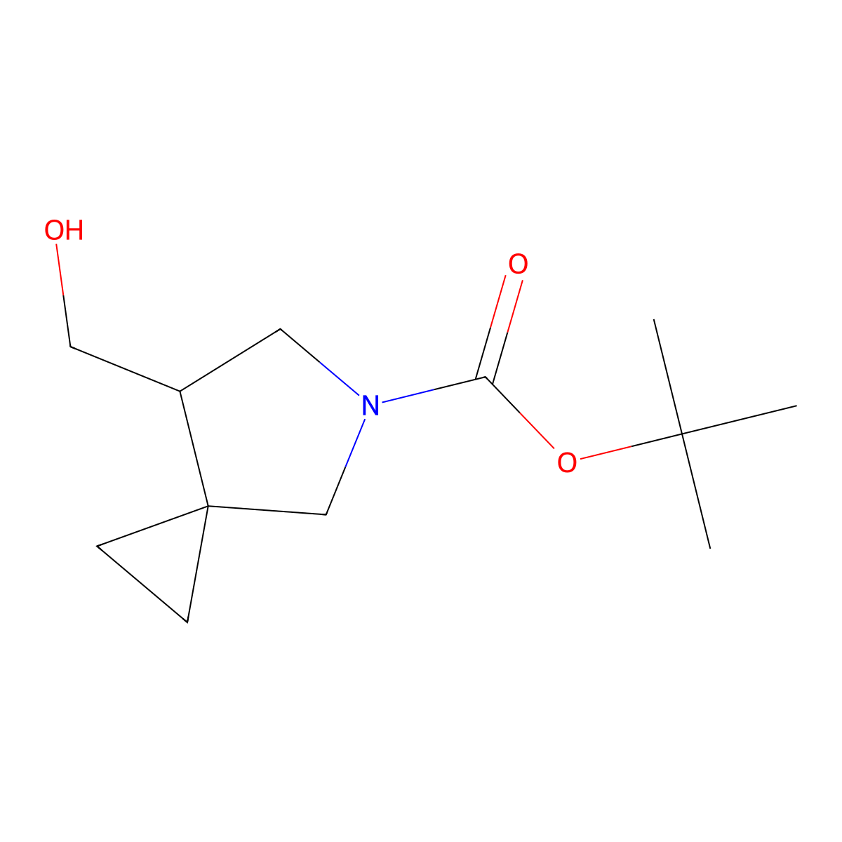 tert-Butyl 7-(hydroxymethyl)-5-azaspiro[2.4]heptane-5-carboxylate molecular structure, CAS 1638763-90-2