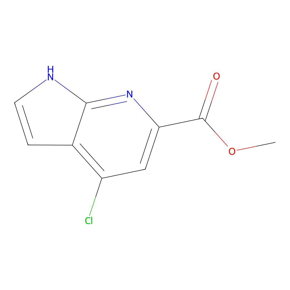 methyl 4-chloro-1H-pyrrolo[2,3-b]pyridine-6-carboxylate molecular structure, CAS 1638763-95-7