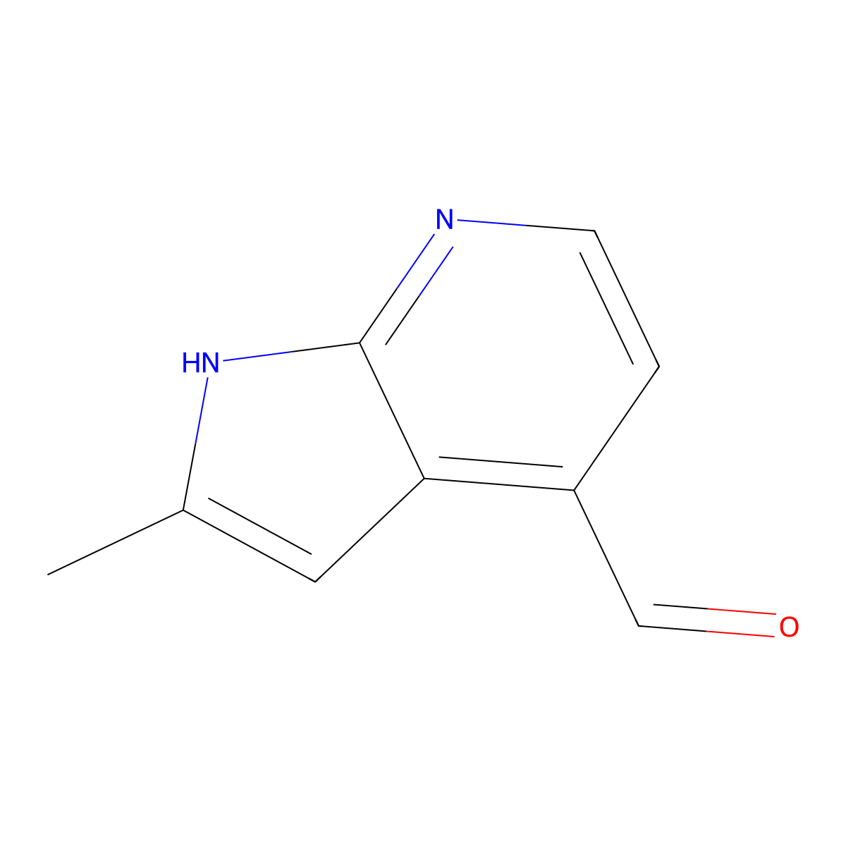 2-methyl-1H-pyrrolo[2,3-b]pyridine-4-carbaldehyde molecular structure, CAS 1638763-97-9