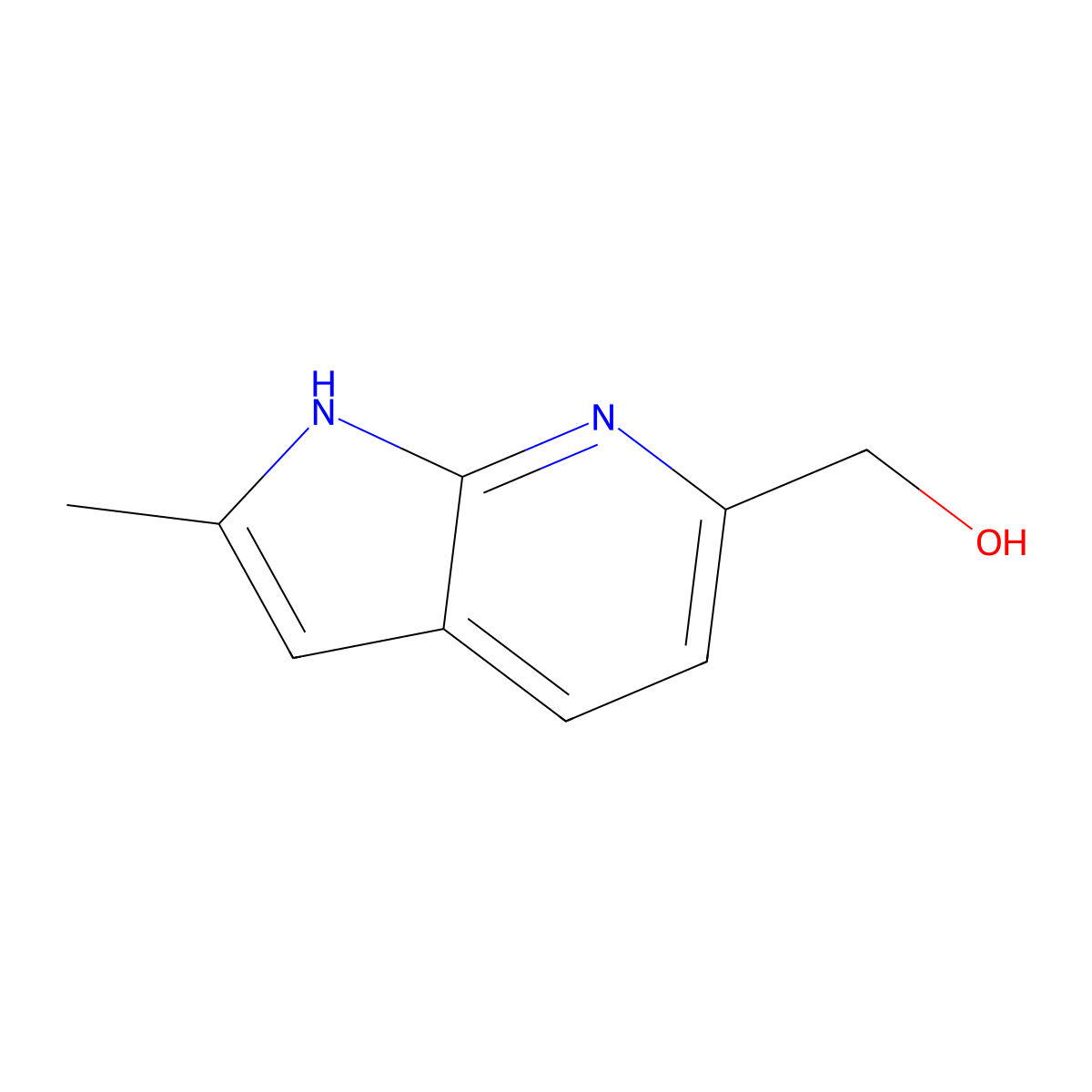 {2-methyl-1H-pyrrolo[2,3-b]pyridin-6-yl}methanol molecular structure, CAS 1638764-02-9