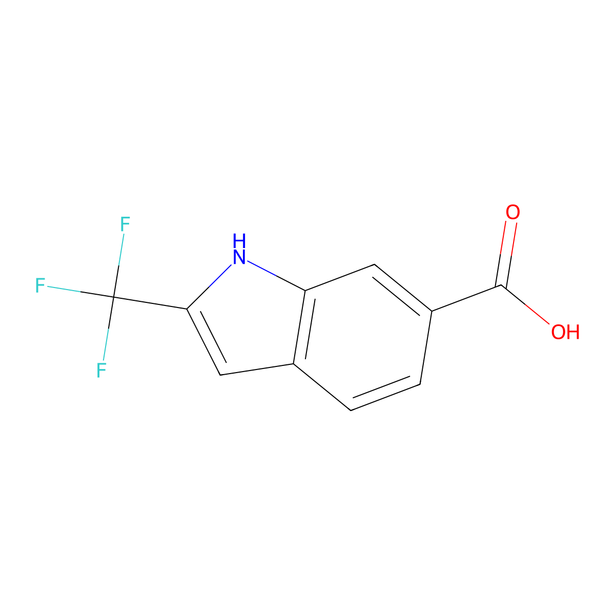2-(trifluoromethyl)-1H-indole-6-carboxylic acid molecular structure, CAS 1638764-11-0