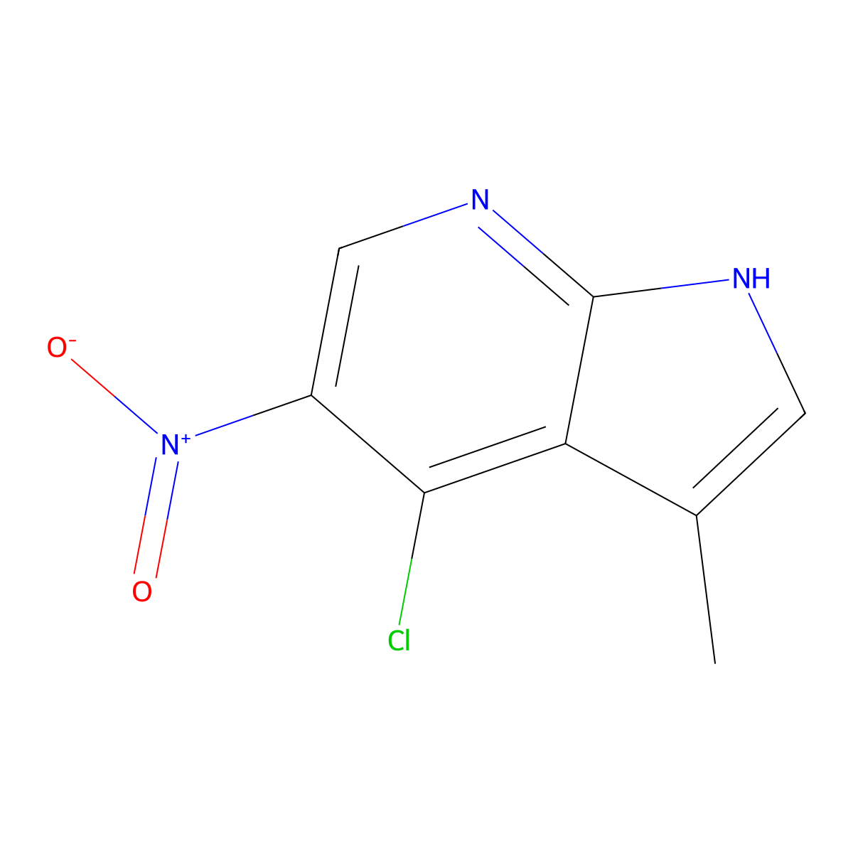 4-chloro-3-methyl-5-nitro-1H-pyrrolo[2,3-b]pyridine molecular structure, CAS 1638764-15-4