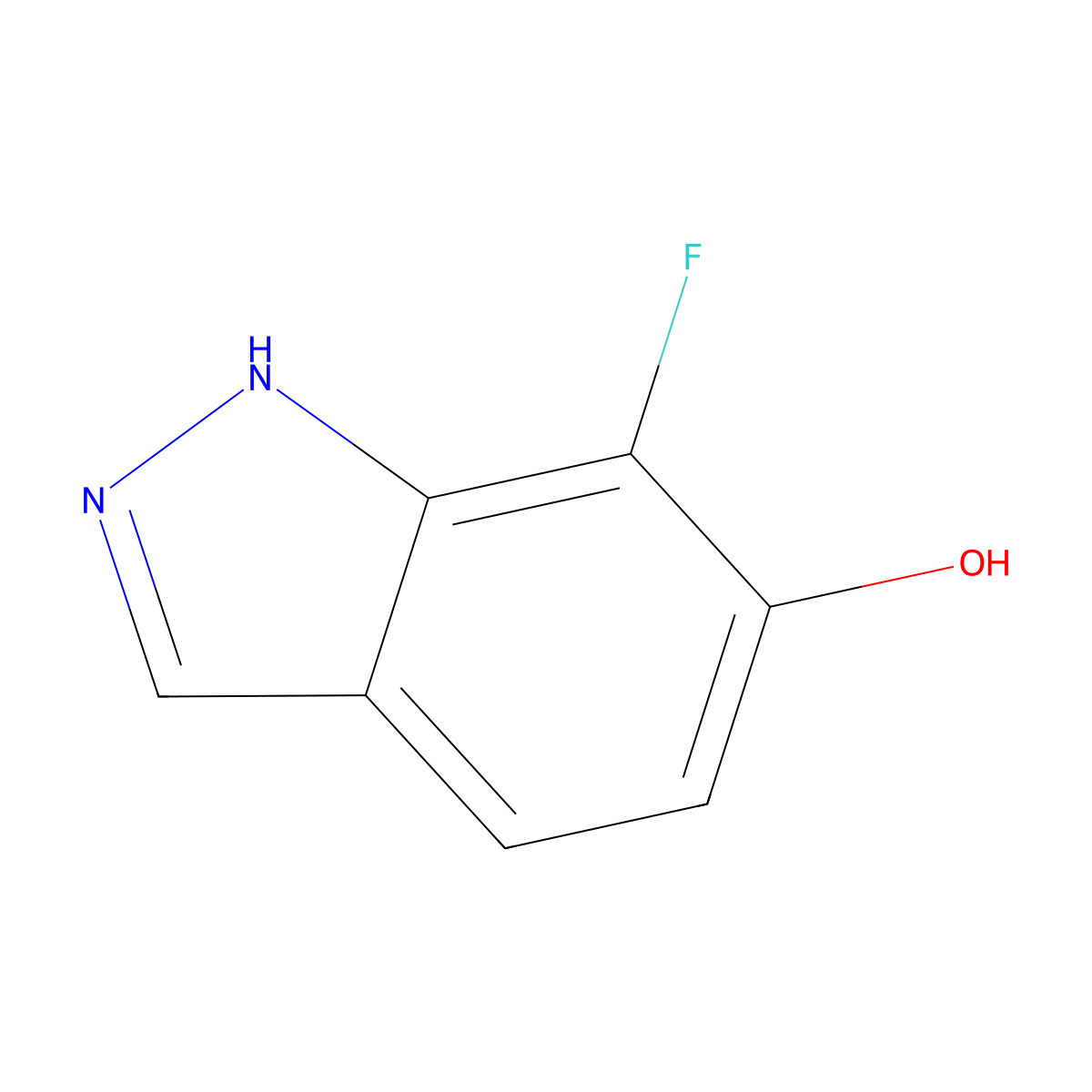 7-fluoro-1H-indazol-6-ol molecular structure, CAS 1638764-18-7