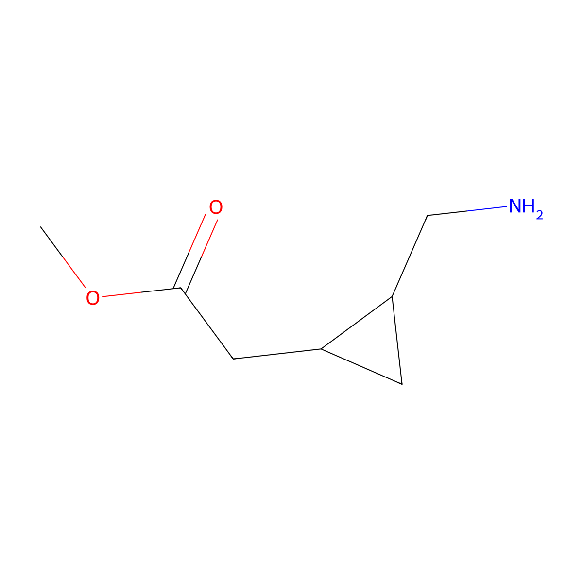 Methyl 2-[2-(aminomethyl)cyclopropyl]acetate molecular structure, CAS 1638764-21-2