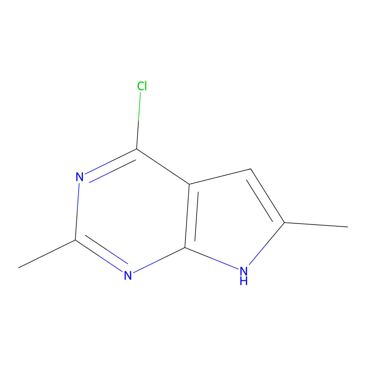 4-chloro-2,6-dimethyl-7H-pyrrolo[2,3-d]pyrimidine molecular structure, CAS 1638764-22-3