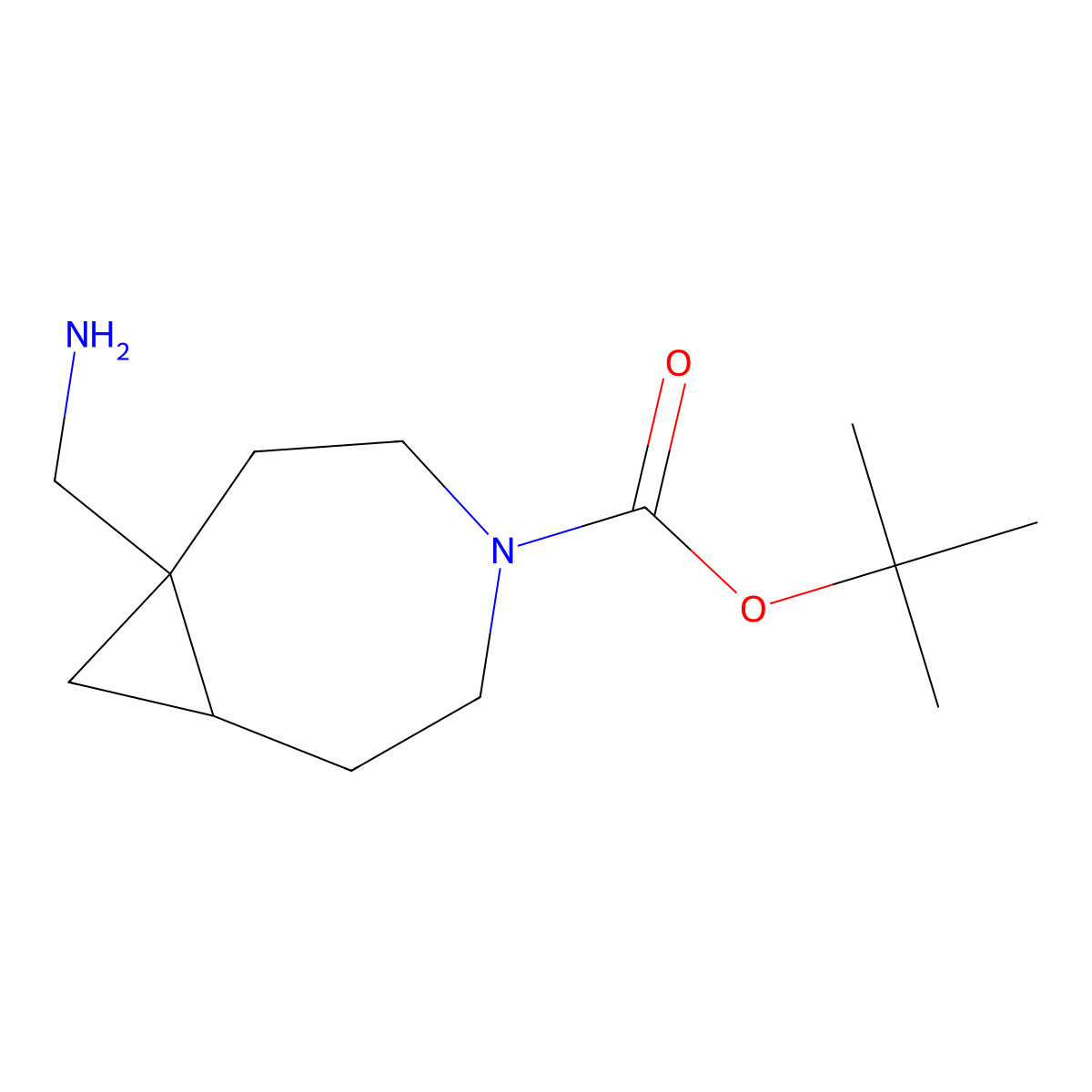 tert-Butyl 1-(aminomethyl)-4-azabicyclo[5.1.0]octane-4-carboxylate molecular structure, CAS 1638764-43-8