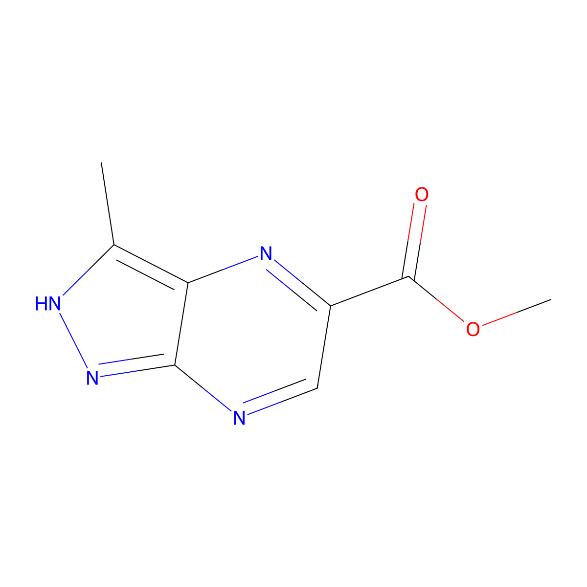 methyl 3-methyl-1H-pyrazolo[3,4-b]pyrazine-5-carboxylate molecular structure, CAS 1638764-44-9