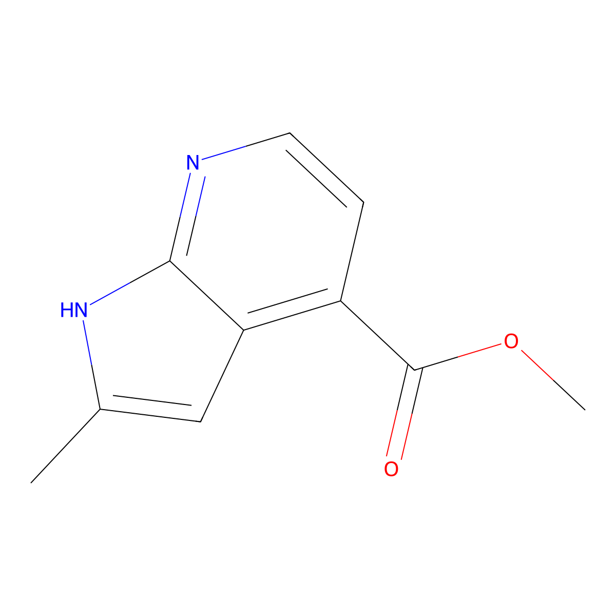 methyl 2-methyl-1H-pyrrolo[2,3-b]pyridine-4-carboxylate molecular structure, CAS 1638764-49-4