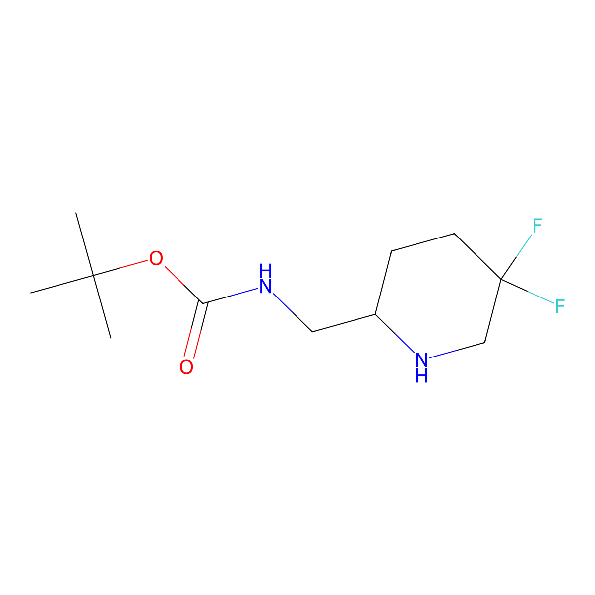 tert-Butyl ((5,5-difluoropiperidin-2-yl)methyl)carbamate molecular structure, CAS 1638764-52-9