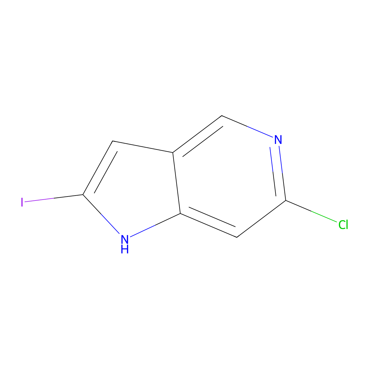 6-chloro-2-iodo-1H-pyrrolo[3,2-c]pyridine molecular structure, CAS 1638764-59-6