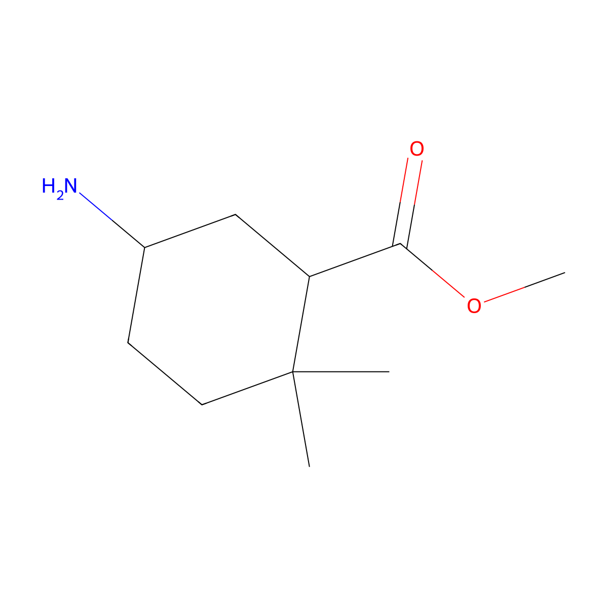 Methyl 5-amino-2,2-dimethylcyclohexane-1-carboxylate molecular structure, CAS 1638764-60-9