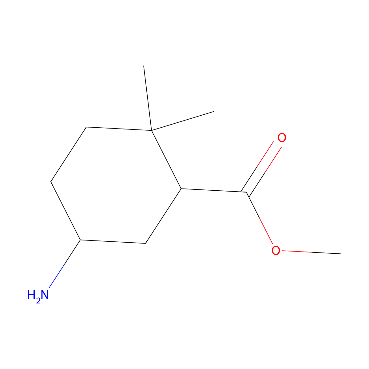Methyl 5-amino-2,2-dimethylcyclohexane-1-carboxylate molecular structure, CAS 1638764-60-9