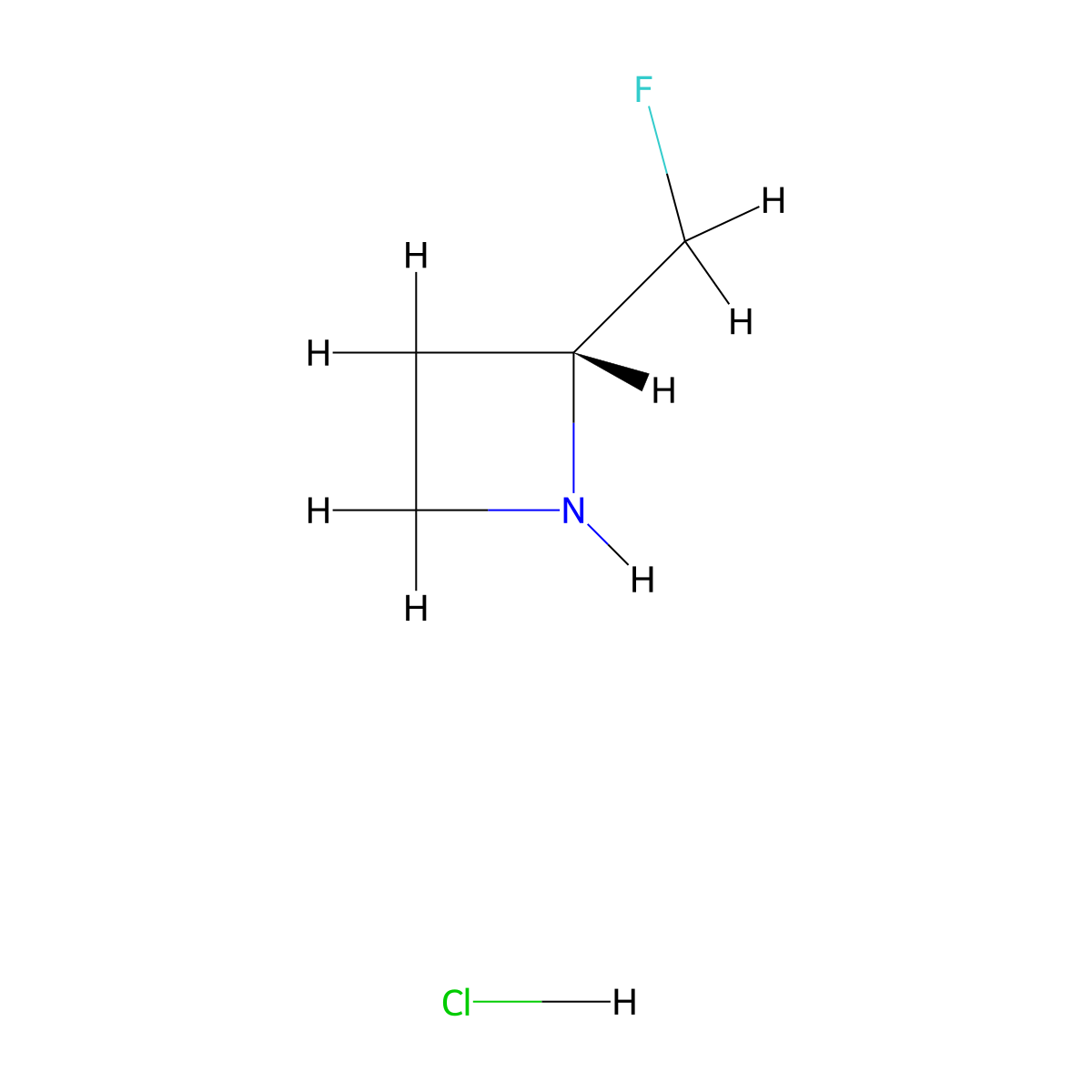 (2R)-2-(Fluoromethyl)azetidine hydrochloride molecular structure, CAS 1638764-65-4