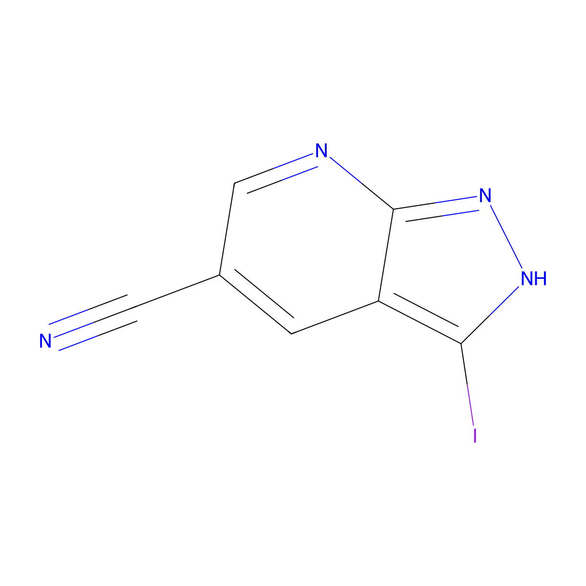 3-iodo-1H-pyrazolo[3,4-b]pyridine-5-carbonitrile molecular structure, CAS 1638764-68-7