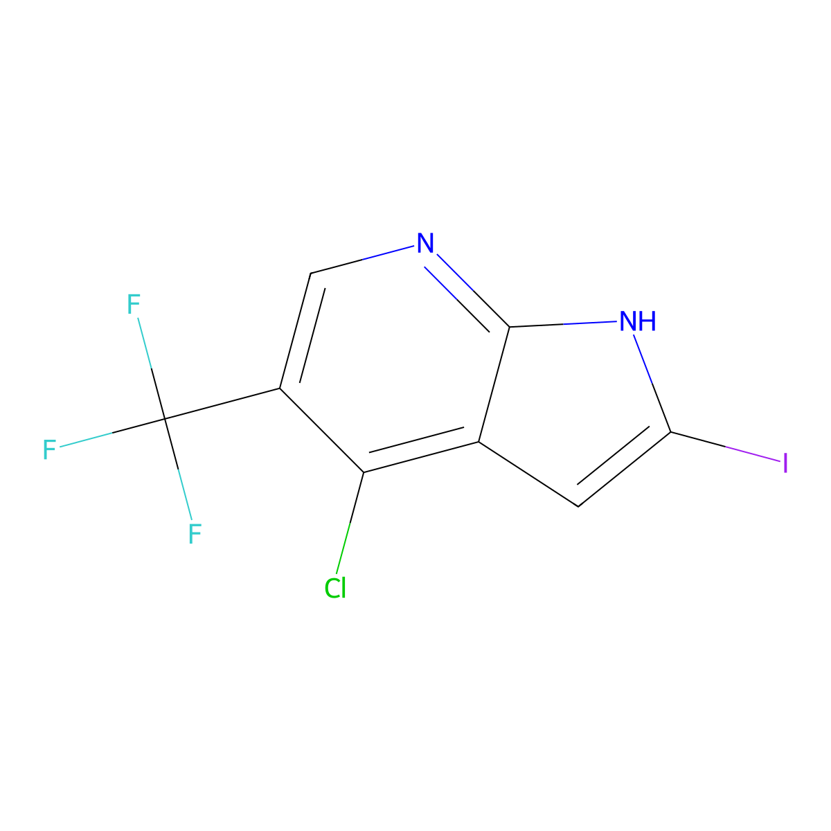 4-chloro-2-iodo-5-(trifluoromethyl)-1H-pyrrolo[2,3-b]pyridine molecular structure, CAS 1638764-73-4