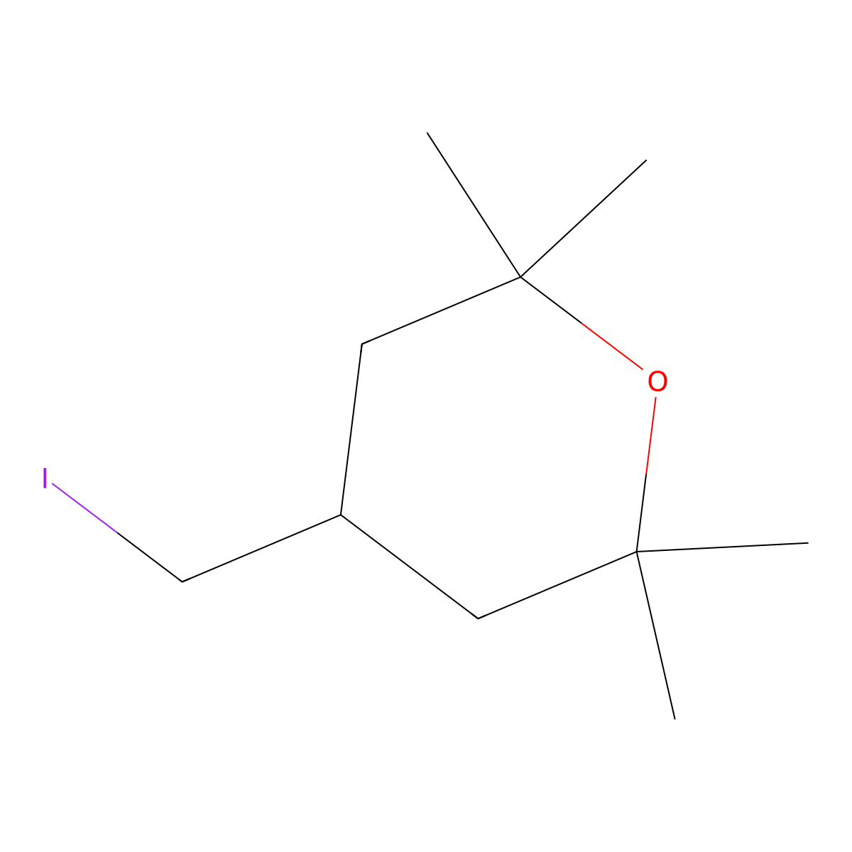 4-(Iodomethyl)-2,2,6,6-tetramethyloxane molecular structure, CAS 1638764-80-3