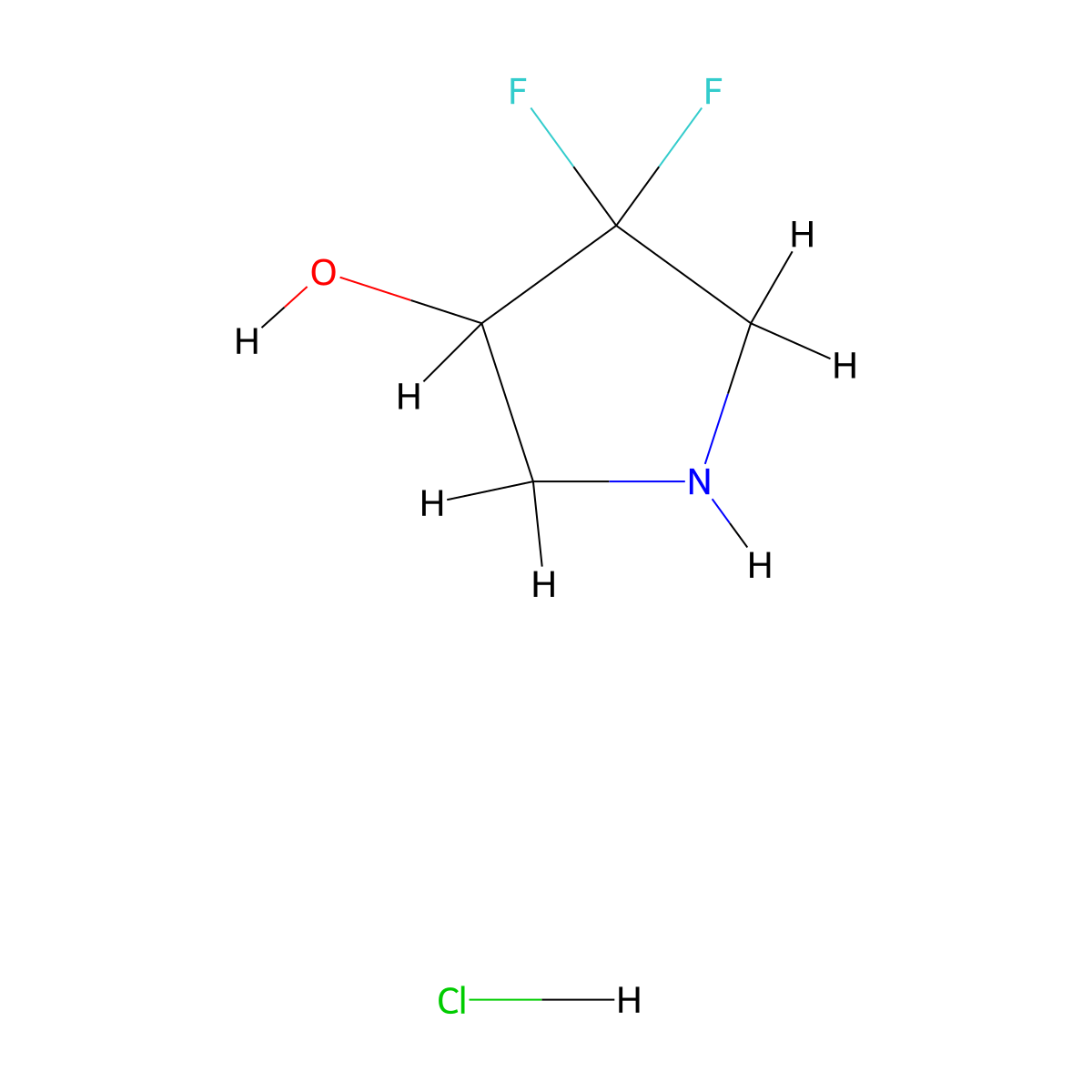 4,4-Difluoropyrrolidin-3-ol hydrochloride molecular structure, CAS 1638764-82-5