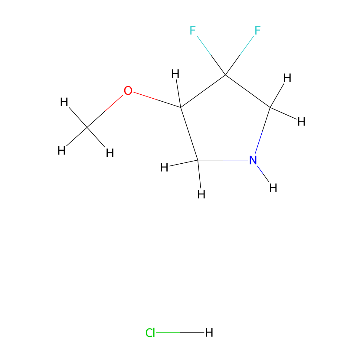 3,3-Difluoro-4-methoxypyrrolidine hydrochloride molecular structure, CAS 1638764-85-8