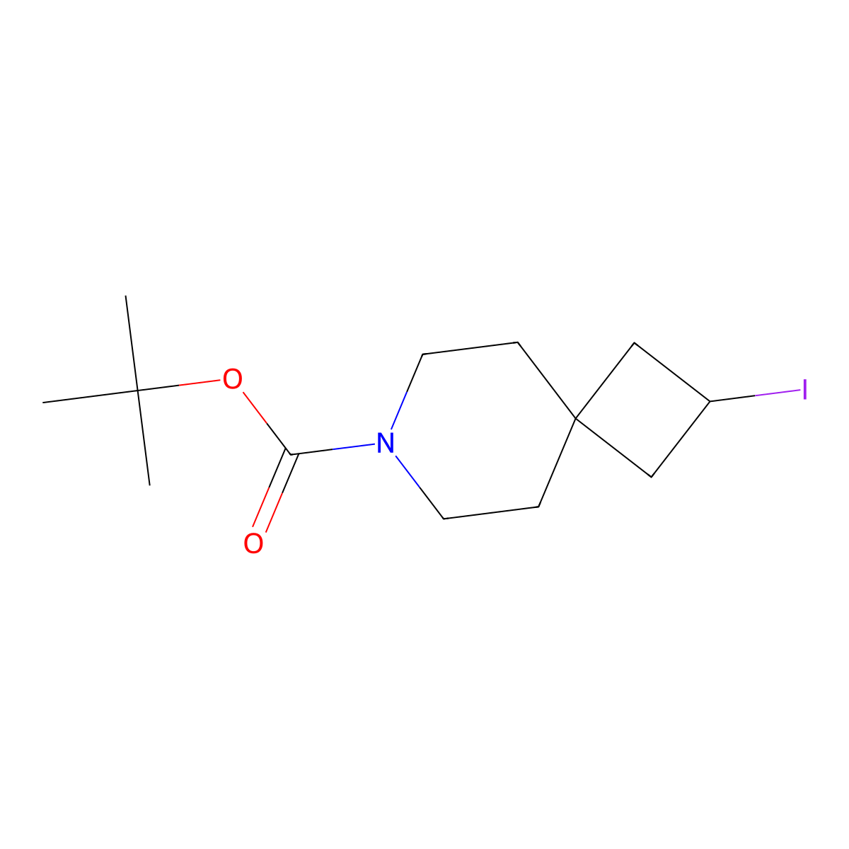 Tert-butyl 2-iodo-7-azaspiro[3.5]nonane-7-carboxylate molecular structure, CAS 1638764-90-5