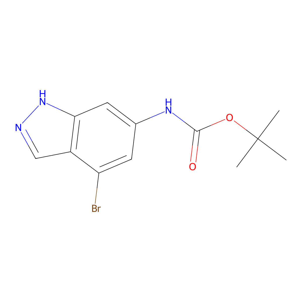 tert-butyl N-(4-bromo-1H-indazol-6-yl)carbamate molecular structure, CAS 1638764-92-7