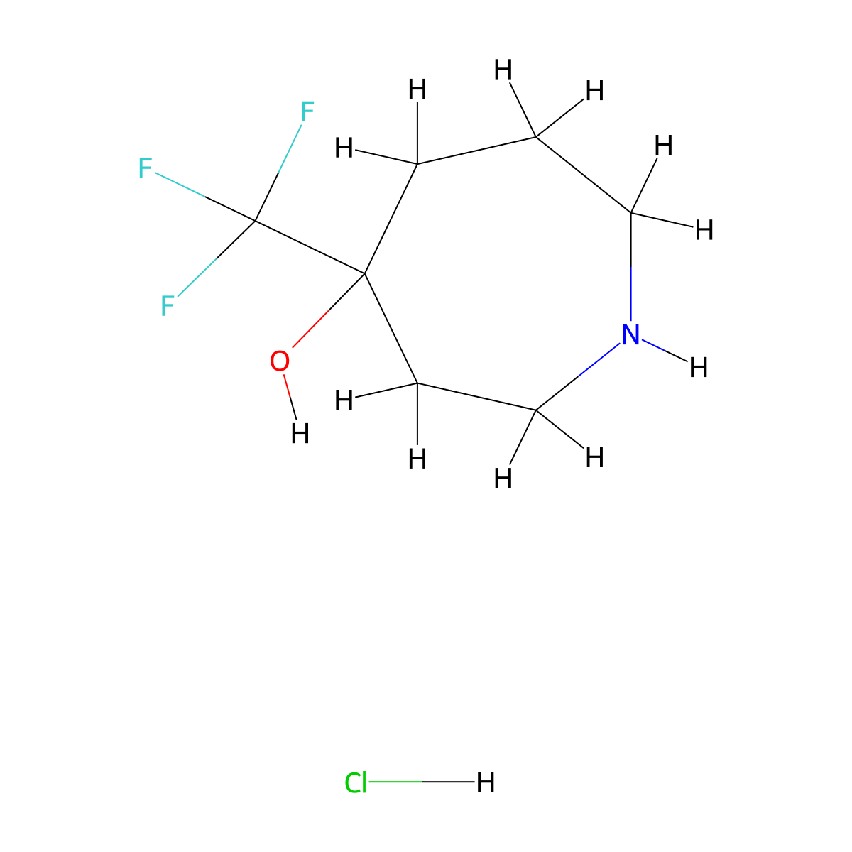 4-(Trifluoromethyl)azepan-4-ol hydrochloride molecular structure, CAS 1638764-95-0