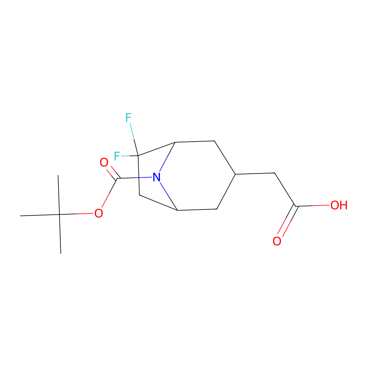 Exo-8-boc-6,6-difluoro-8-azabicyclo[3.2.1]octane-3-aceticacid molecular structure, CAS 1638764-96-1