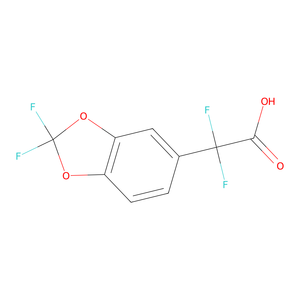 2-(2,2-difluoro-2H-1,3-benzodioxol-5-yl)-2,2-difluoroacetic acid molecular structure, CAS 1638764-98-3