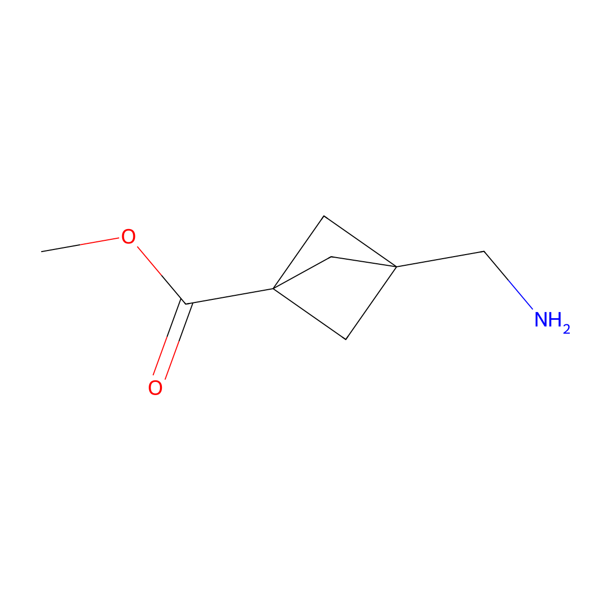 Methyl 3-(aminomethyl)bicyclo[1.1.1]pentane-1-carboxylate molecular structure, CAS 1638764-99-4