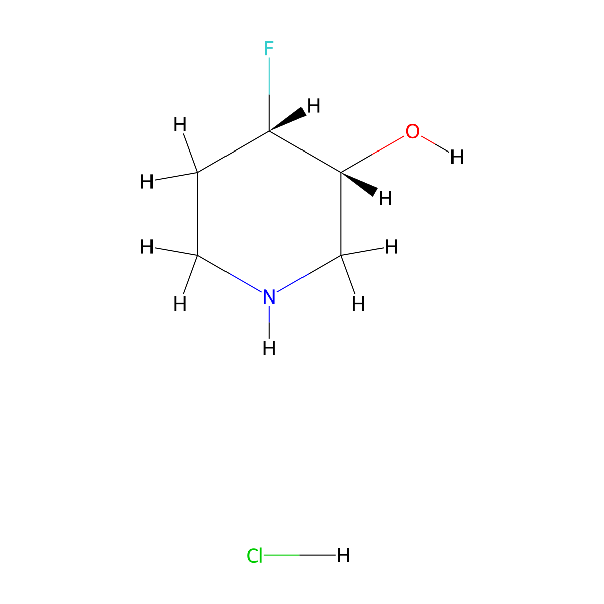 (3R,4S)-4-Fluoropiperidin-3-ol hydrochloride molecular structure, CAS 1638765-12-4