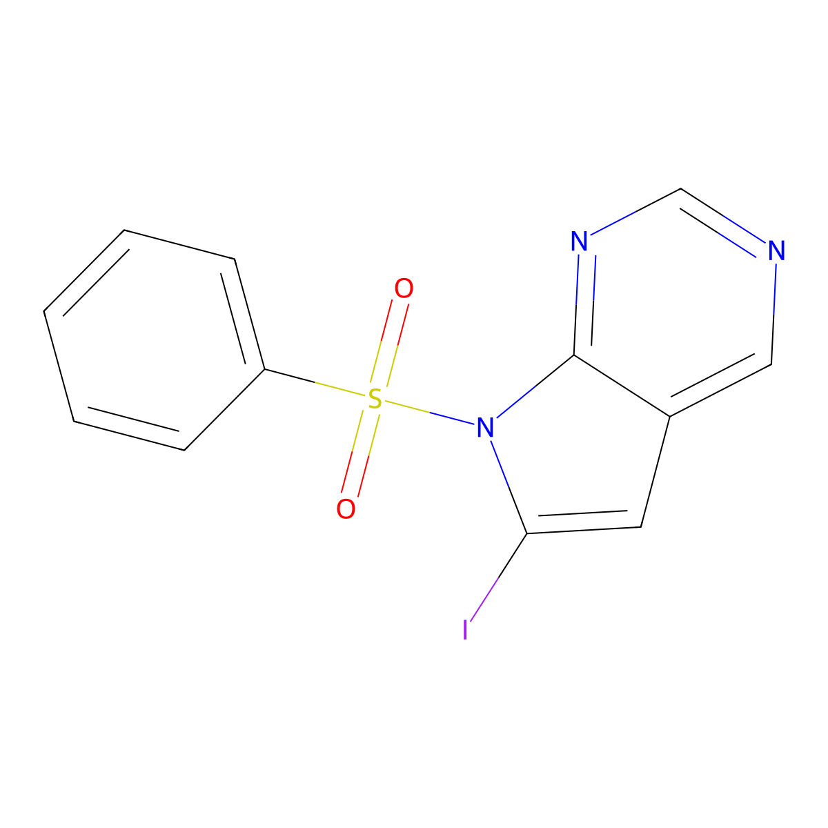 6-Iodo-7-(phenylsulfonyl)-7H-pyrrolo[2,3-d]pyrimidine molecular structure, CAS 1638765-17-9