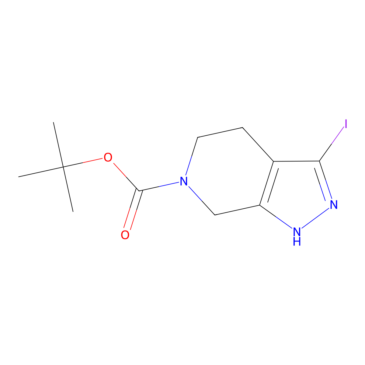tert-butyl 3-iodo-1H,4H,5H,6H,7H-pyrazolo[3,4-c]pyridine-6-carboxylate molecular structure, CAS 1638765-22-6