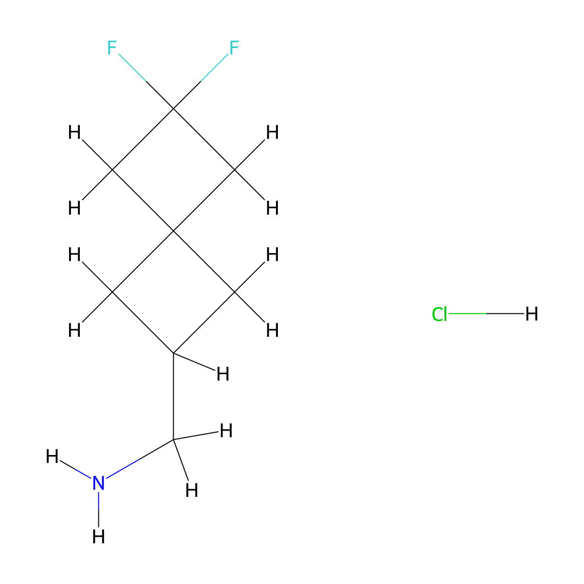 {6,6-Difluorospiro[3.3]heptan-2-yl}methanamine hydrochloride molecular structure, CAS 1638765-23-7