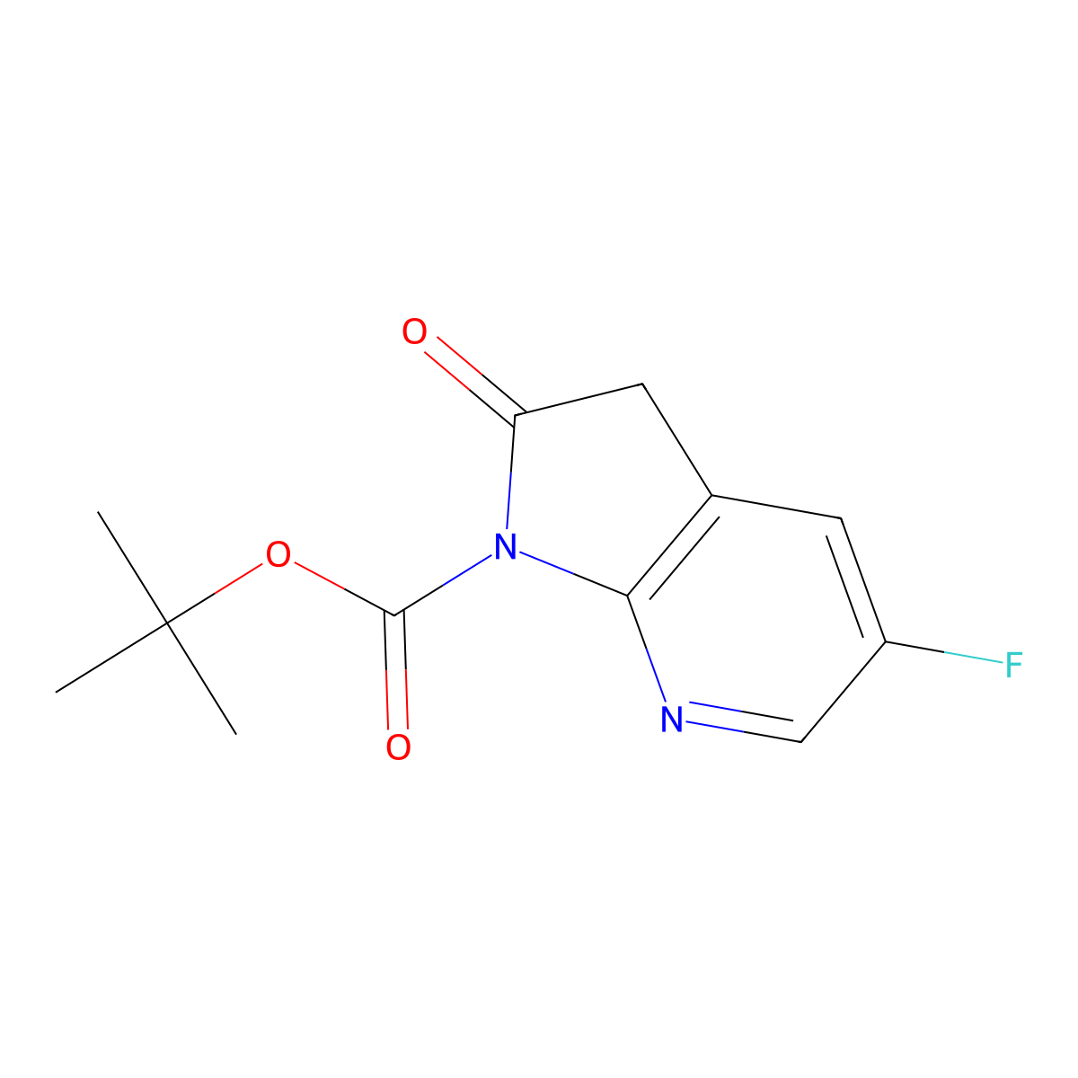 tert-Butyl 5-fluoro-2-oxo-2,3-dihydro-1H-pyrrolo[2,3-b]pyridine-1-carboxylate molecular structure, CAS 1638765-28-2