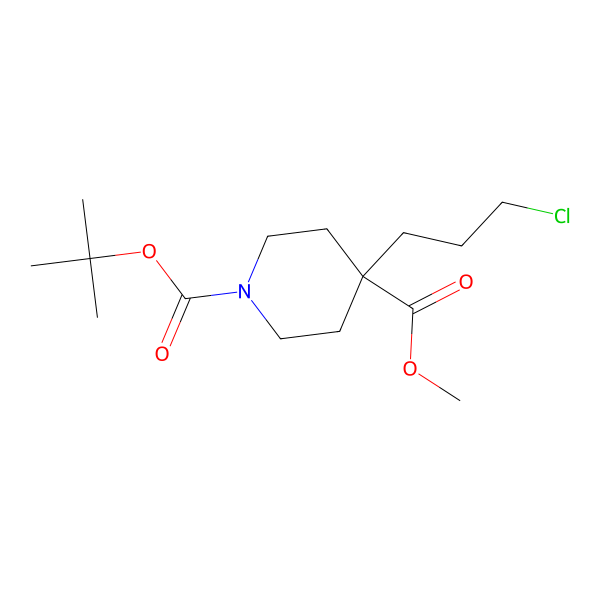 1-tert-Butyl 4-methyl 4-(3-chloropropyl)piperidine-1,4-dicarboxylate molecular structure, CAS 1638765-33-9