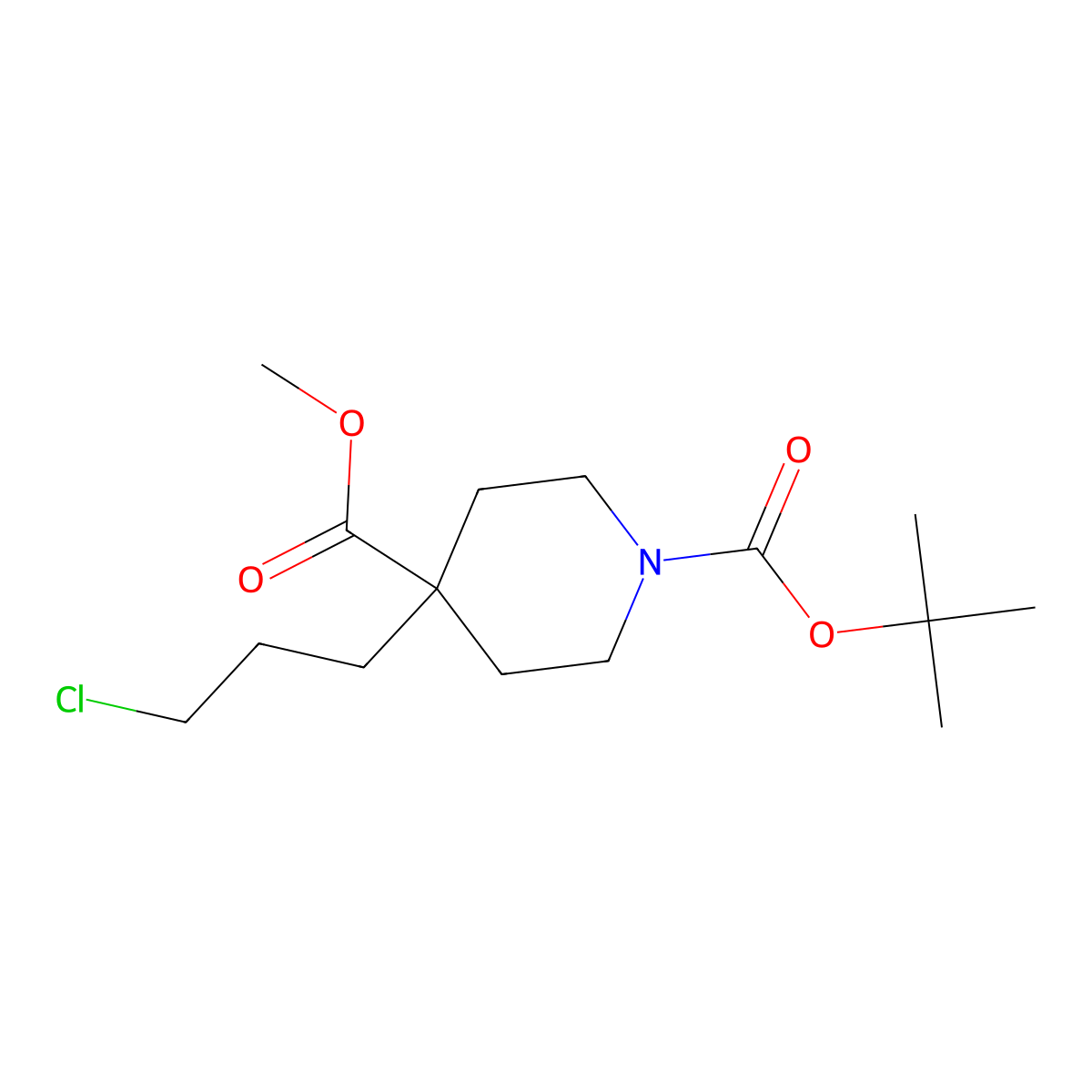 1-tert-Butyl 4-methyl 4-(3-chloropropyl)piperidine-1,4-dicarboxylate molecular structure, CAS 1638765-33-9