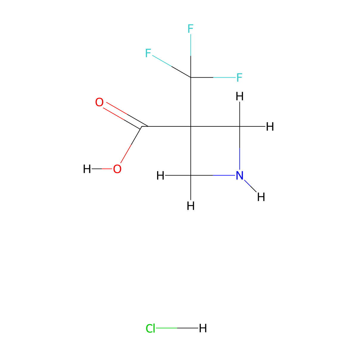 3-(Trifluoromethyl)azetidine-3-carboxylic acid hydrochloride molecular structure, CAS 1638765-43-1