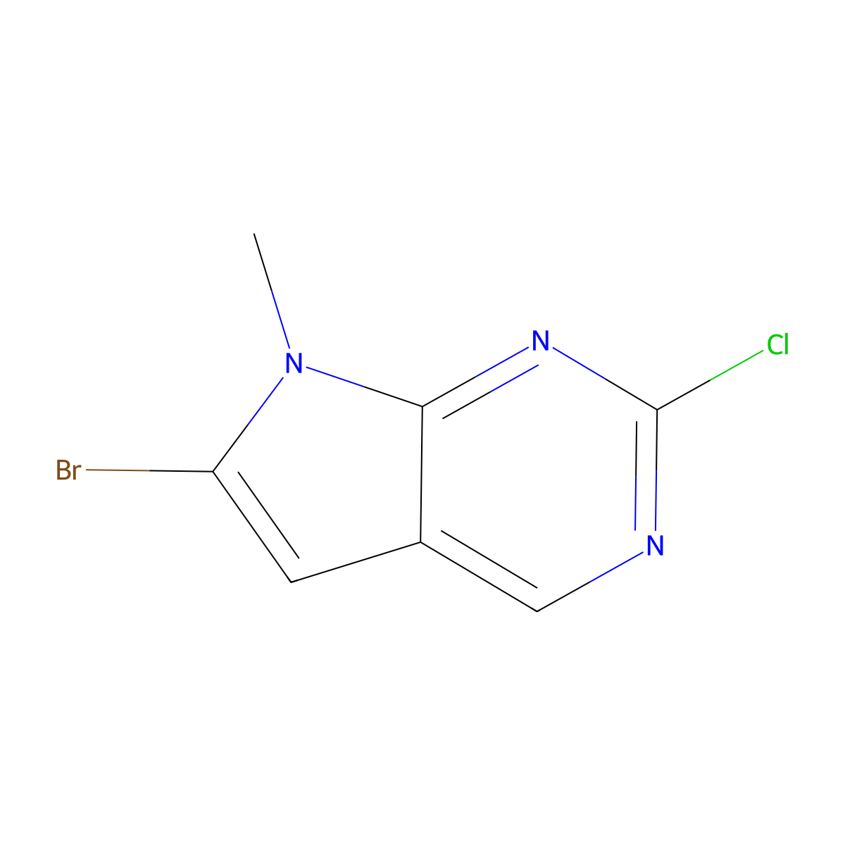 6-Bromo-2-chloro-7-methyl-7H-pyrrolo[2,3-d]pyrimidine molecular structure, CAS 1638766-89-8