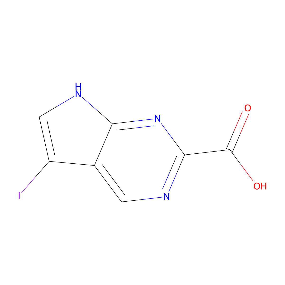 5-Iodo-7H-pyrrolo[2,3-d]pyrimidine-2-carboxylic acid molecular structure, CAS 1638766-94-5