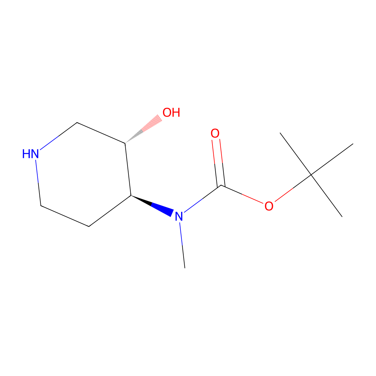 tert-Butyl N-[trans-3-hydroxy-4-piperidyl]-n-methyl-carbamate molecular structure, CAS 1638766-96-7