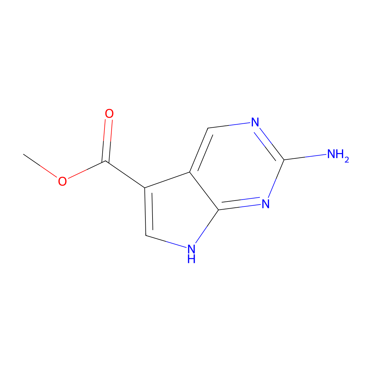 Methyl 2-amino-7H-pyrrolo[2,3-d]pyrimidine-5-carboxylate molecular structure, CAS 1638767-00-6