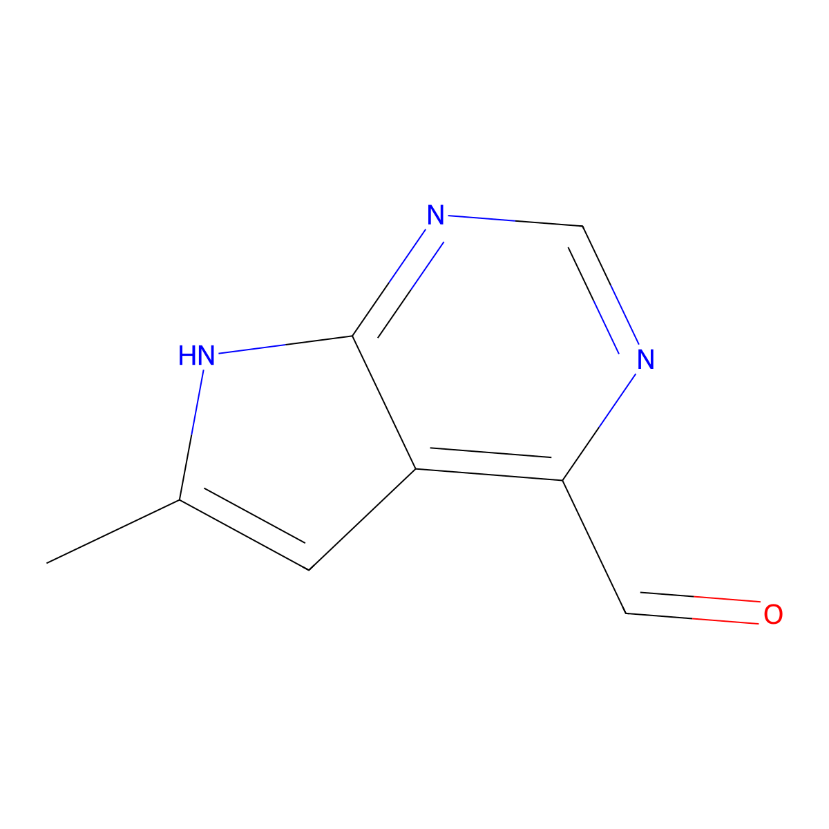 6-Methyl-7H-pyrrolo[2,3-d]pyrimidine-4-carbaldehyde molecular structure, CAS 1638767-02-8
