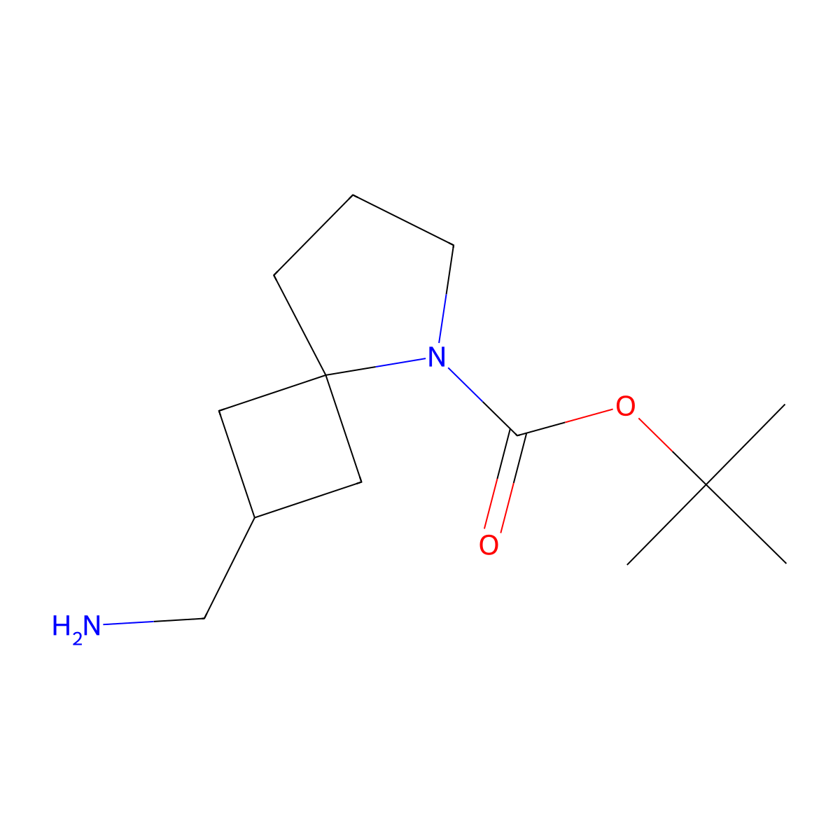 tert-Butyl 2-(aminomethyl)-5-azaspiro[3.4]octane-5-carboxylate molecular structure, CAS 1638767-04-0