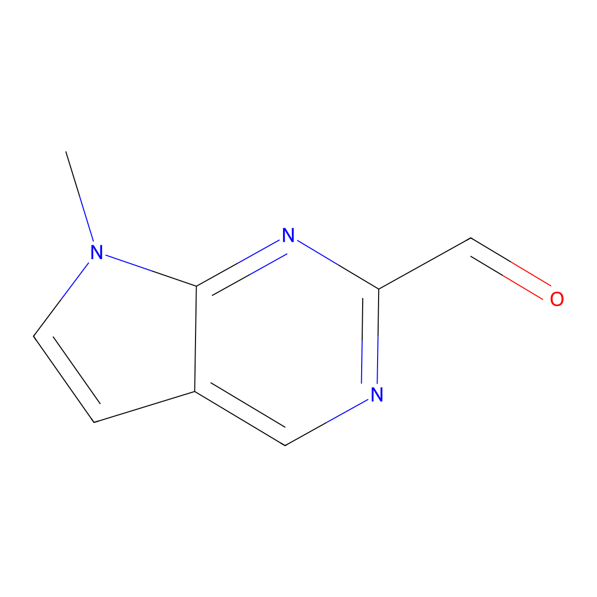 7-Methyl-7H-pyrrolo[2,3-d]pyrimidine-2-carbaldehyde molecular structure, CAS 1638767-11-9