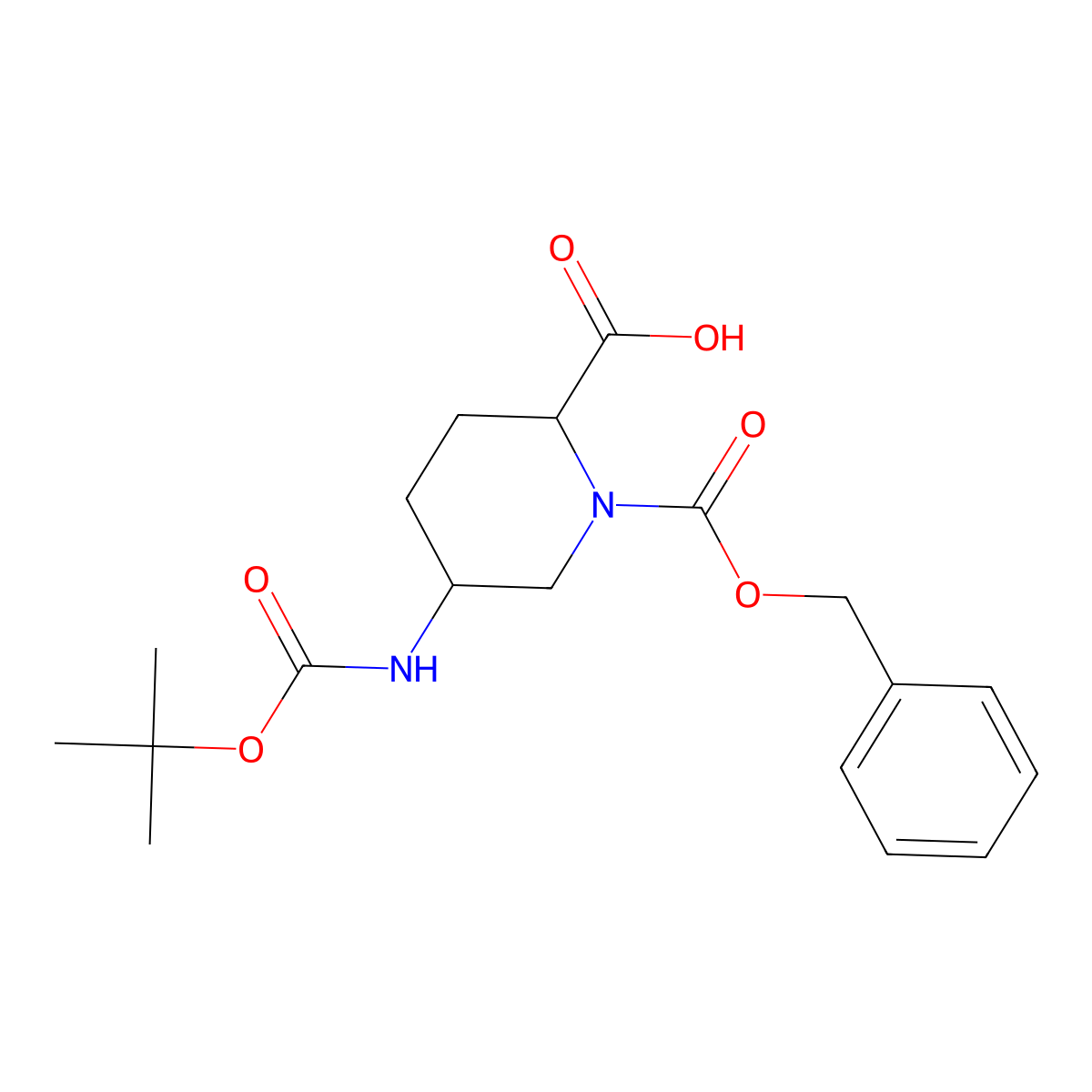 cis-1-Benzyloxycarbonyl-5-(tert-Butoxycarbonylamino)piperidine-2-carboxylic acid molecular structure, CAS 1638767-13-1