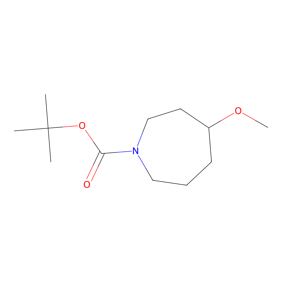 Tert-butyl 4-methoxyazepane-1-carboxylate molecular structure, CAS 1638767-15-3