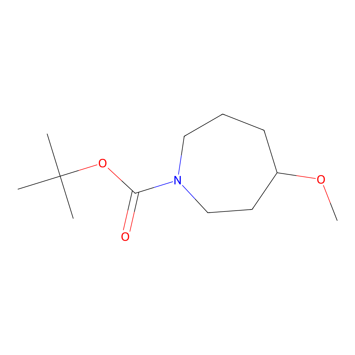Tert-butyl 4-methoxyazepane-1-carboxylate molecular structure, CAS 1638767-15-3