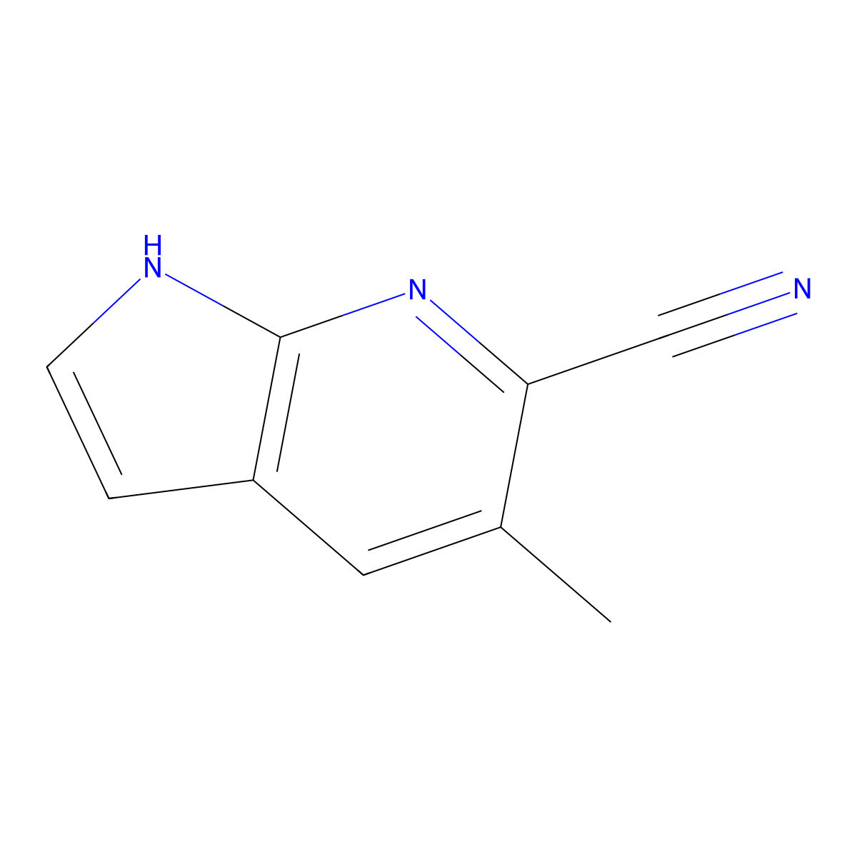5-methyl-1H-pyrrolo[2,3-b]pyridine-6-carbonitrile molecular structure, CAS 1638767-28-8