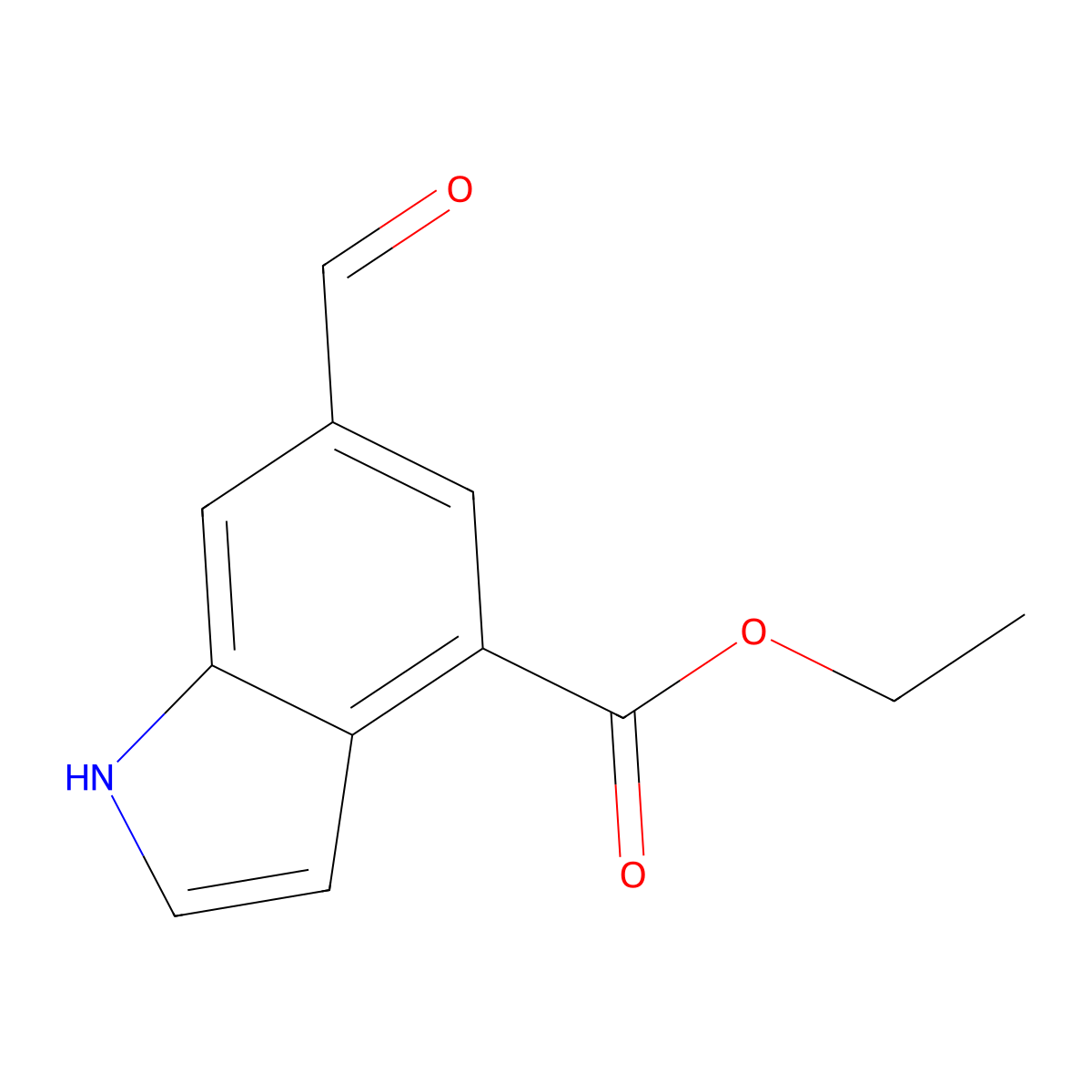 Ethyl 6-formyl-1H-indole-4-carboxylate molecular structure, CAS 1638767-46-0