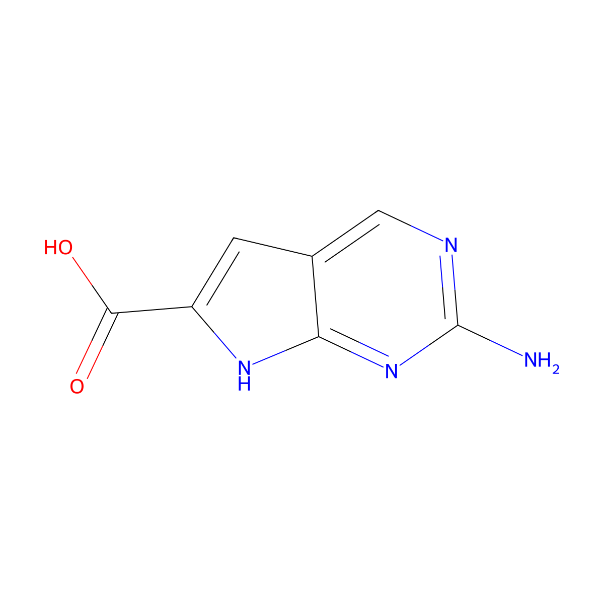 2-Amino-7H-pyrrolo[2,3-d]pyrimidine-6-carboxylic acid molecular structure, CAS 1638767-51-7