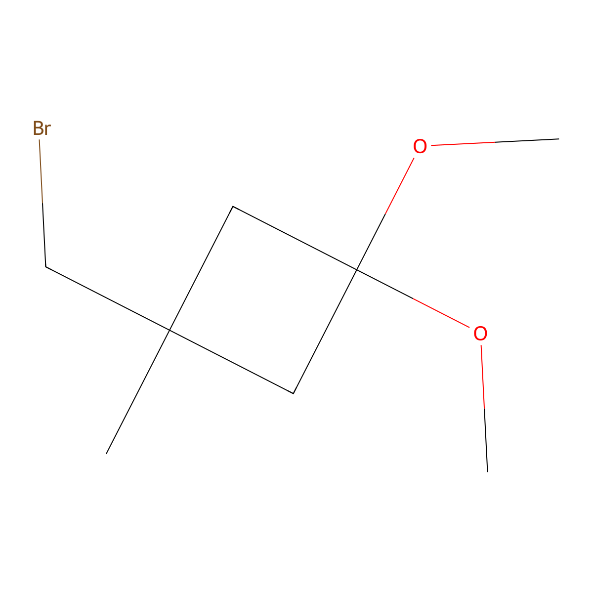 1-(Bromomethyl)-3,3-dimethoxy-1-methylcyclobutane molecular structure, CAS 1638767-53-9